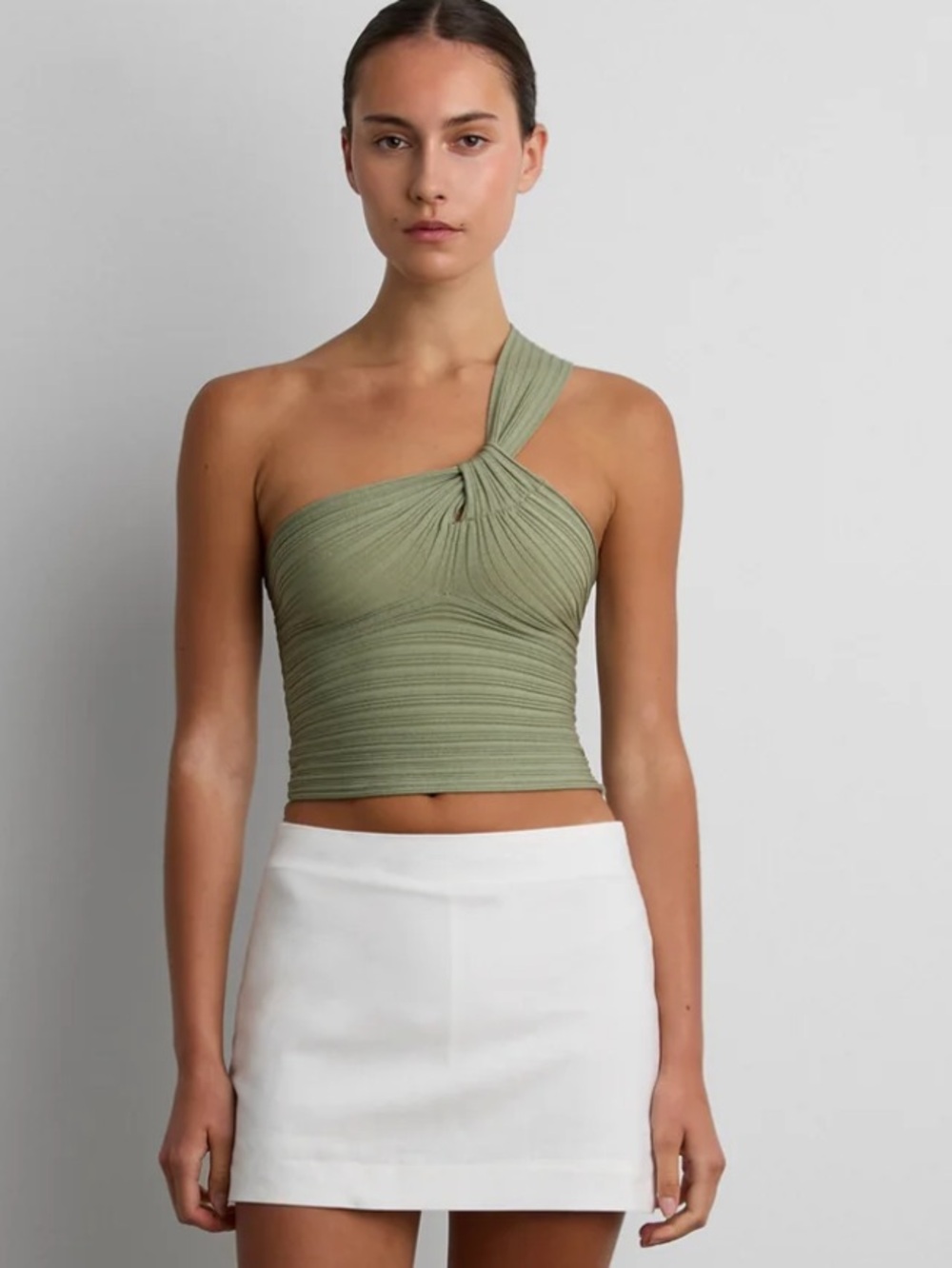 Black Oak and Fort KNIT ONE SHOULDER TWIST FRONT TANK (black)